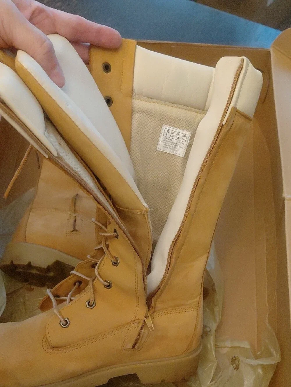 Timberland Women's Wheat and White Lace-Up Side-Zip Tall Boots
